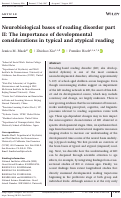 Cover page: Neurobiological bases of reading disorder part II: The importance of developmental considerations in typical and atypical reading