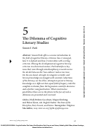 Cover page: The Dilemma of Cognitive Literary Criticism