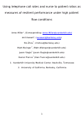 Cover page: Using telephone call rates and nurse-to-patient ratios as measures of resilient performance under high patient flow conditions