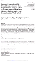 Cover page: Primary Prevention Is? A Global Perspective on How Organizations Engaging Men in Preventing Gender-Based Violence Conceptualize and Operationalize Their Work