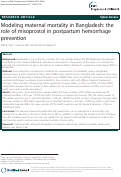 Cover page: Modeling maternal mortality in Bangladesh: the role of misoprostol in postpartum hemorrhage prevention