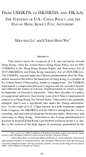 Cover page: From USHKPA to HKHRDA and HKAA: The Turnings of U.S.–China Policy and the End of Hong Kong’s Full Autonomy