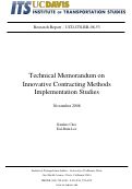 Cover page: Technical Memorandum on Innovative Contracting Methods Implementation Studies