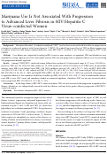 Cover page: Marijuana Use Is Not Associated With Progression to Advanced Liver Fibrosis in HIV/Hepatitis C Virus-coinfected Women.