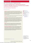 Cover page: Screening and Behavioral Counseling Interventions to Reduce Unhealthy Alcohol Use in Adolescents and Adults: US Preventive Services Task Force Recommendation Statement.