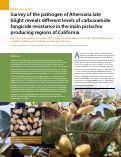 Cover page: Survey of the pathogen of Alternaria late blight reveals different levels of carboxamide fungicide resistance in the main pistachio producing regions of California