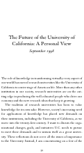 Cover page of The Future of the University of California: A Personal View