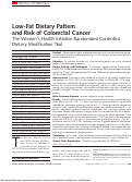 Cover page: Low-fat dietary pattern and risk of colorectal cancer: the Women's Health Initiative Randomized Controlled Dietary Modification Trial.