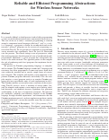 Cover page: Reliable and Efficient Programming Abstractions for Wireless Sensor Networks