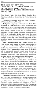 Cover page: THE USE OF OPTICAL COHERENCE TOMOGRAPHY TO DETERMINE PORT WINE BIRTHMARK LASER TREATMENT RESPONSE