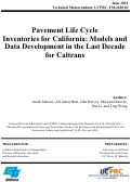 Cover page of Pavement Life Cycle Inventories for California: Models and Data Development in the Last Decade for Caltrans