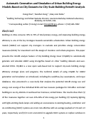 Cover page: Automatic generation and simulation of urban building energy models based on city datasets for city-scale building retrofit analysis