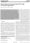 Cover page: Recent Advances in Extrusion‐Based 3D Printing for Biomedical Applications