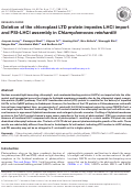 Cover page: Deletion of the chloroplast LTD protein impedes LHCI import and PSI–LHCI assembly in Chlamydomonas reinhardtii