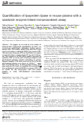 Cover page: Quantification of lipoprotein lipase in mouse plasma with a sandwich enzyme-linked immunosorbent assay.