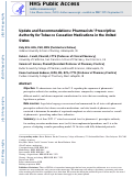 Cover page: Update and recommendations: Pharmacists prescriptive authority for tobacco cessation medications in the United States.