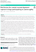 Cover page: Risk factors for cranial cruciate ligament rupture in dogs participating in canine agility