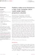 Cover page: Pediatric radius torus fractures in x-rays-how computer vision could render lateral projections obsolete.