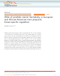 Cover page: Atlas of prostate cancer heritability in European and African-American men pinpoints tissue-specific regulation.