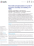 Cover page: Reversible phosphorylation of cyclin T1 promotes assembly and stability of P-TEFb