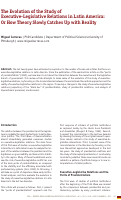 Cover page: The Evolution of the Study of Executive-Legislative Relations in Latin America: Or How Theory Slowly Catches Up with Reality