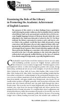 Cover page: Examining the Role of the Library in Promoting the Academic Achievement of English Learners