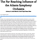 Cover page: The Far-Reaching Influence of the Atlanta Symphony Orchestra