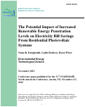 Cover page: The Potential Impact of Increased Renewable Energy Penetration Levels on Electricity Bill Savings From Residential Photovoltaic Systems