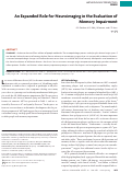 Cover page: An Expanded Role for Neuroimaging in the Evaluation of Memory Impairment