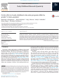 Cover page: Do the Effects of Early Childhood Education Programs Differ by Gender? A Meta-Analysis.