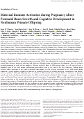 Cover page: Maternal Immune Activation during Pregnancy Alters Postnatal Brain Growth and Cognitive Development in Nonhuman Primate Offspring.