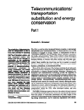 Cover page: Telecommunications/ transportation substitution and energy conservation Part 1