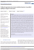 Cover page: Ordinal regression increases statistical power to predict epilepsy surgical outcomes.