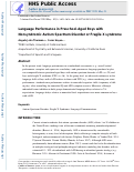 Cover page: Language Performance in Preschool-Aged Boys with Nonsyndromic Autism Spectrum Disorder or Fragile X Syndrome