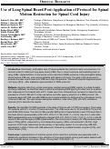 Cover page: Use of Long Spinal Board Post-Application of Protocol for Spinal Motion Restriction for Spinal Cord Injury