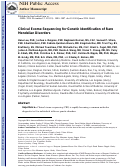 Cover page: Clinical Exome Sequencing for Genetic Identification of Rare Mendelian Disorders