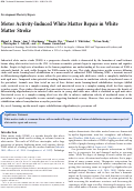 Cover page: Motor Activity-Induced White Matter Repair in White Matter Stroke.