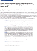 Cover page: Role of lymph node ratio in selection of adjuvant treatment (chemotherapy vs . chemoradiation) in patients with resected gastric cancer