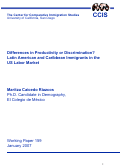 Cover page: Differences in Productivity or Discrimination? Latin American and Caribbean Immigrants in the US Labor Market