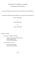 Cover page: Anxiety and Cognition in Swedish Twins : : Genetic and Environmental Influences