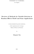 Cover page: Reviews of Methods for Variable Selection in Random Effects Model and Some Applications