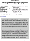 Cover page: Applying a Smartwatch to Predict Work-related Fatigue for Emergency Healthcare Professionals: Machine Learning Method