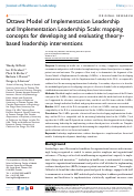 Cover page: Ottawa Model of Implementation Leadership and Implementation Leadership Scale: mapping concepts for developing and evaluating theory-based leadership interventions.