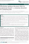 Cover page: Effectiveness guidance document (EGD) for acupuncture research - a consensus document for conducting trials