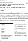 Cover page: Social Influence and Uptake of Couples HIV Testing and Counselling in KwaZulu-Natal, South Africa