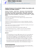 Cover page: Adaptive Behavior in Young Autistic Children: Associations with Irritability and ADHD Symptoms.