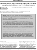 Cover page: Suburban Poverty: Barriers to Services and Injury Prevention among Marginalized Women Who Use Methamphetamine