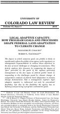 Cover page: Legal Adaptive Capacity: How Program Goals and Processes Shape Federal Land Adaptation to Climate Change