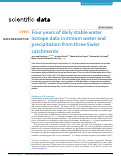 Cover page: Four years of daily stable water isotope data in stream water and precipitation from three Swiss catchments