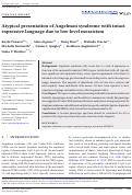 Cover page: Atypical presentation of Angelman syndrome with intact expressive language due to low-level mosaicism.